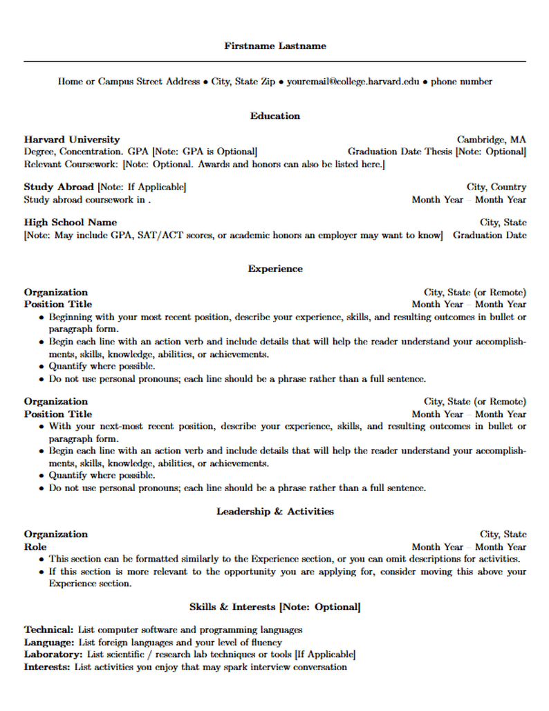 Harvard Template